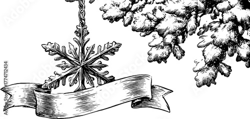 Ornamental winter greeting card layout with snowflake frame for holiday design