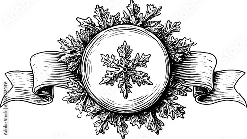 Ornamental winter greeting card design with snowflake frame for holiday celebrations