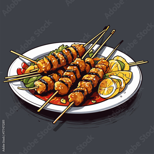 delicious satay cartoon vector image