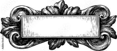 Elegant rectangular border with symmetrical acanthus leaf pattern for vintage design