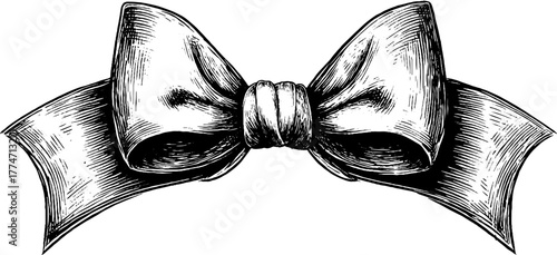 Elegant decorative bow with soft folds and shadows for design projects