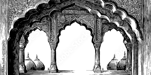 Intricate arabesque ornamental frames and geometric borders for elegant design