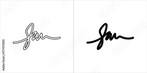 Signature icon, vector illustration of autograph