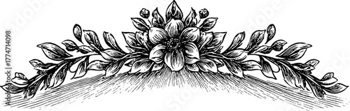 Art nouveau repeating patterns with organic stems and curved vines for design