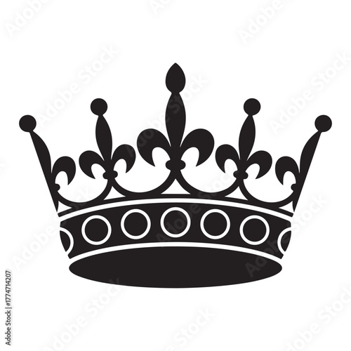 Black heraldic crown with fleur de lis and circles