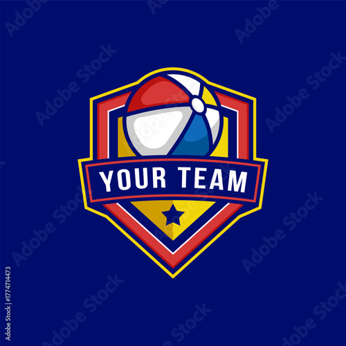 Beach Ball Tournament Emblem, Dynamic Sports Logo Vector