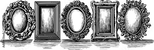 Decorative architectural frames collection: vintage sketch for design and decoration