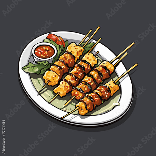 delicious satay cartoon vector image