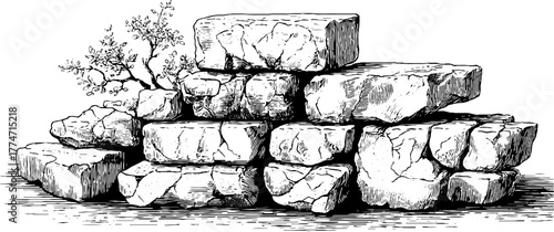 Vintage engraved mosaic stone patterns with irregular tesserae for design and decoration