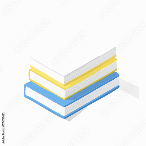 Stack of colorful books illustration isolated on white background