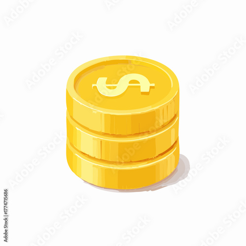 Stack of golden coins isolated on white background financial concept