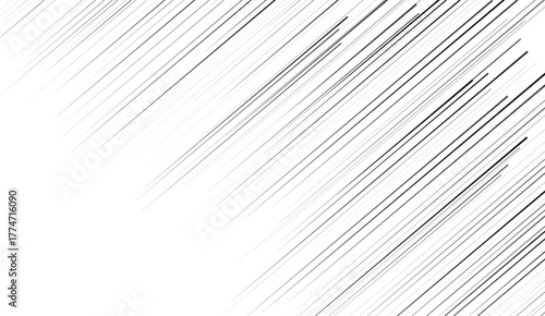 Straight speed lines pattern. Black and white diagonal stripes.  Vector background illustration 