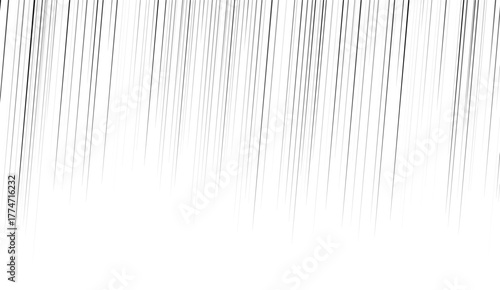Straight speed lines repeating pattern. Black and white diagonal stripes gradient. Abstract fast effect texture. Comic or cartoon book rays and beams wallpaper. Vector background illustration