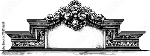 Ornate symmetrical architectural panels with vintage borders for decorative designs