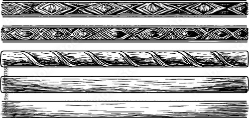 Vintage geometric borders with repeating diamond patterns for decorative design