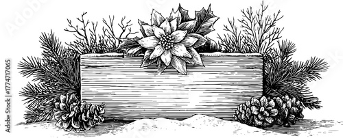 Elegant snowflake border with rectangular frame for winter holiday designs