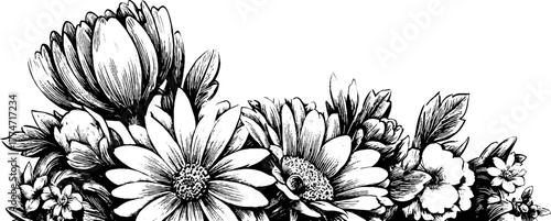 Vintage floral square border with pearl pattern for decorative design