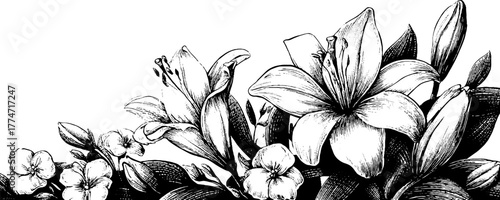 Elegant floral square border with pearl pattern for vintage design and decoration