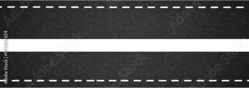 Asphalt road texture with white stripes. Vector illustration
