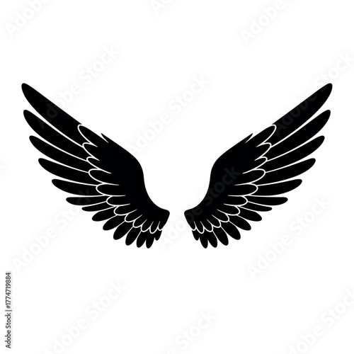 Elegant black wings illustration for creative designs and concepts.