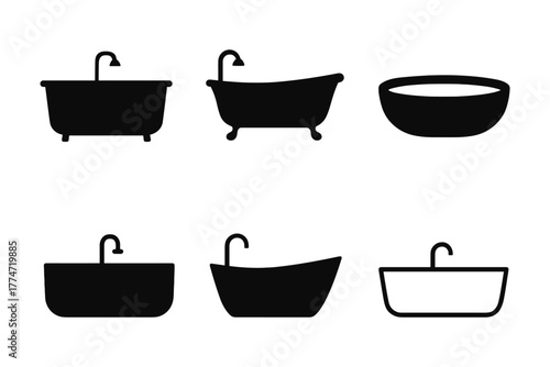 Silhouette bathtub collection: modern minimalist design set for bathroom decor