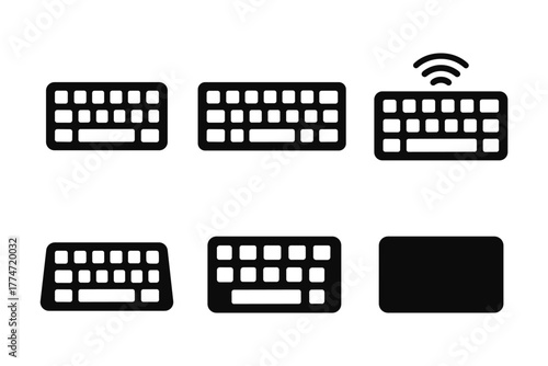 Wireless and wired keyboard icons in minimalist style