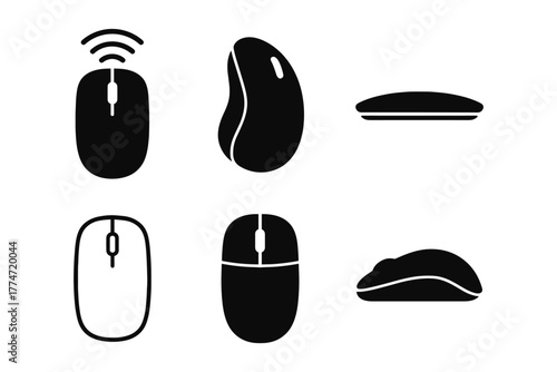 Minimalist mouse icons set featuring various designs and styles