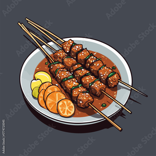 delicious satay cartoon vector image