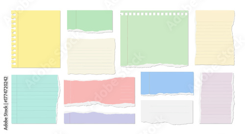 Add a playful touch to any project with these colorful paper scraps, perfect for scrapbooking, design layouts, or creative presentations