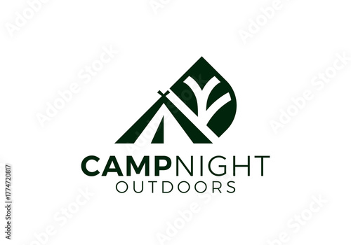 tree with camping logo. adventure travel outdoor vector design template