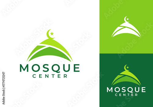 simple mosque logo. religious islamic inspiration design concept