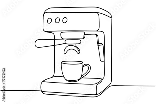 Minimalist coffee machine line art design for modern kitchens and cafes