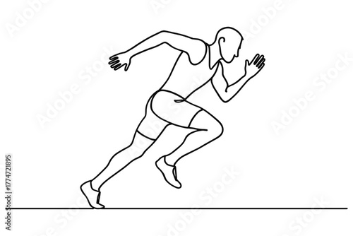 Dynamic one line drawing of a sprinter in motion