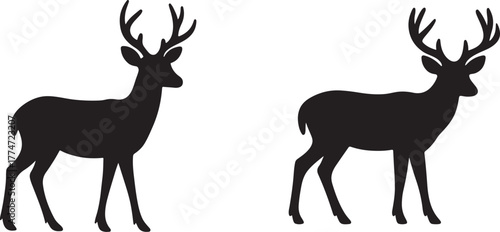 silhouette set of deer vector illustration