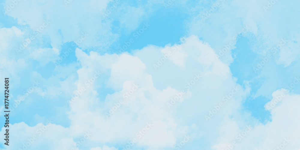 Fototapeta premium Blue sky in grunge style. A cloud that is in the sky with the bottom right corner. Vector illustration. blue sky and clouds .