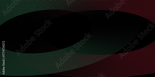 3D green red techno abstract background overlap layer on dark space with glowing waves shape decoration. Modern graphic design element lines style concept for banner, flyer, card, or brochure cover