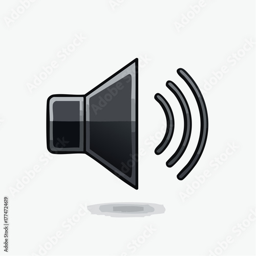 Vector illustration of a black speaker icon with sound waves on white