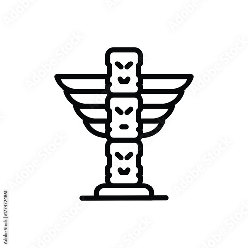 A simplified illustration of a Totem Pole stacked with three distinct stylized faces