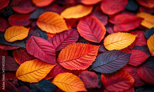 Wallpaper Mural Autumnal array of colorful fallen leaves in vibrant hues of reds and golds Torontodigital.ca