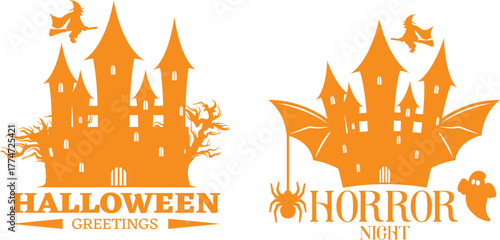 halloween pumpkin icons and logo set