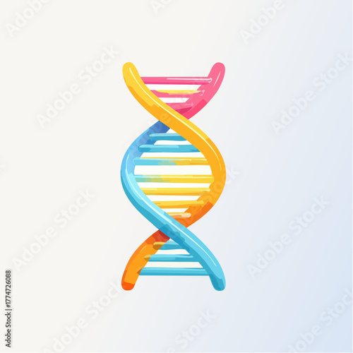 Vibrant depiction of a dna double helix structure illustration for scientific use
