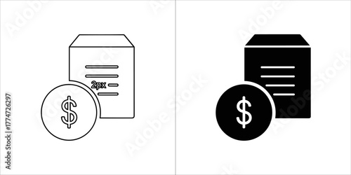 Two shopping cart icons, one outlined and one solid black