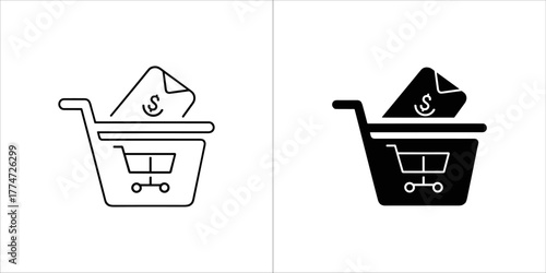 Tax exemption form icon, outline and filled versions