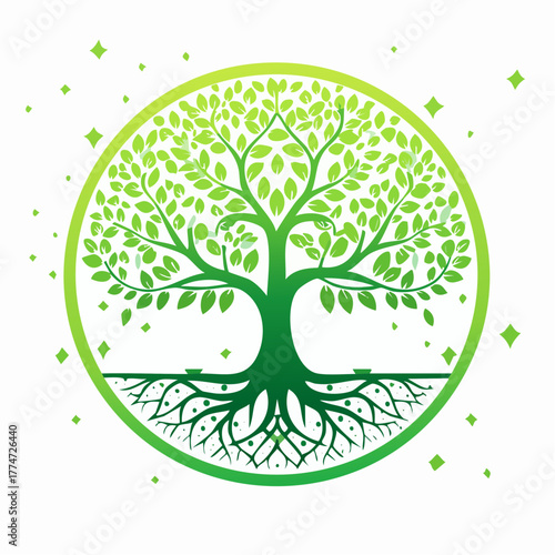 Vibrant tree of life icon symbolic illustration of growth and nature