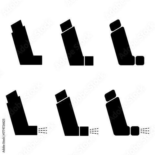 Set of Asthma inhaler design icon, medicine health care sign, vector illustration .