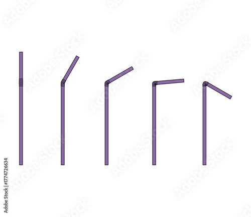 Set of plastic straw icon, party tube drink equipment symbol, vector illustration .