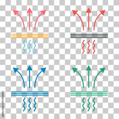 Set of Breathable resistant icon, waterproof material protection sign, web vector illustration .