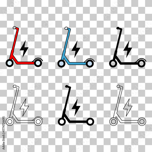 Set of Electric scooter icon, flat eco friendly transport, vehicle vector illustration .