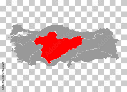 Central Anatolia Region of Turkey map symbol shape, travel web concept icon vector illustration .