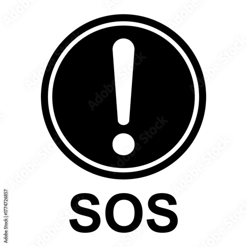 SOS help icon, safety support alert flat design, save vector illustration .